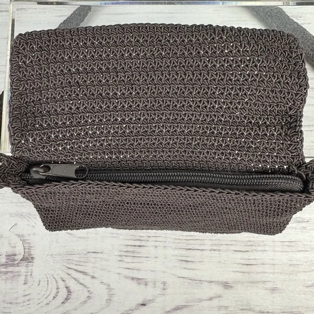 Crochet Woven Boho Purse Shoulder‎ Bag Crossbody Purse Flap Brown Casual Small